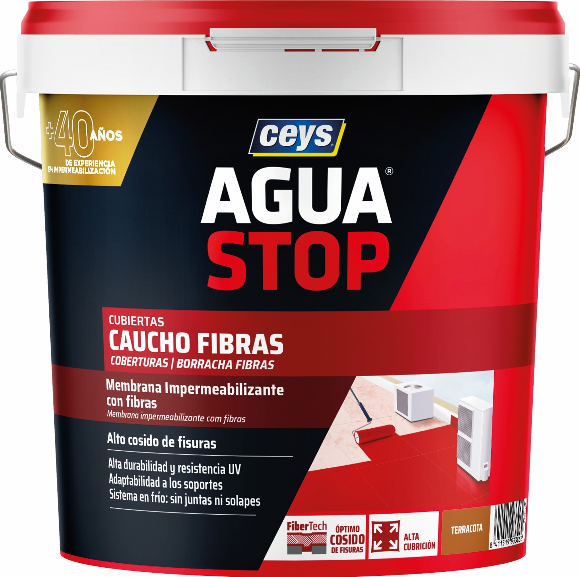 Aguastop caucho fibras rojo 20kgr