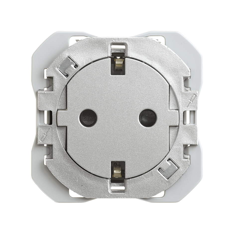 Base de enchufe schuko Clean con sistema de embornamiento a tornillo aluminio