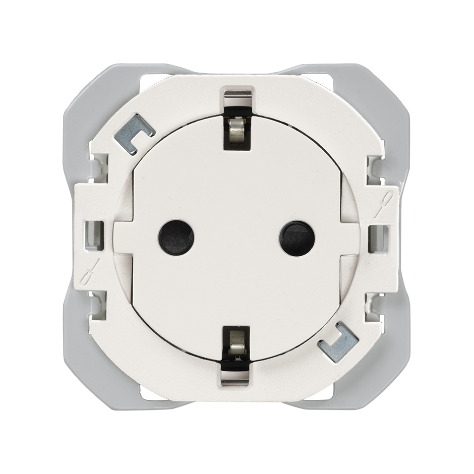 Base de enchufe schuko Clean con sistema de embornamiento a tornillo blanco mate