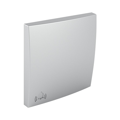 Tecla simple para pulsador con símbolo de campana en color aluminio