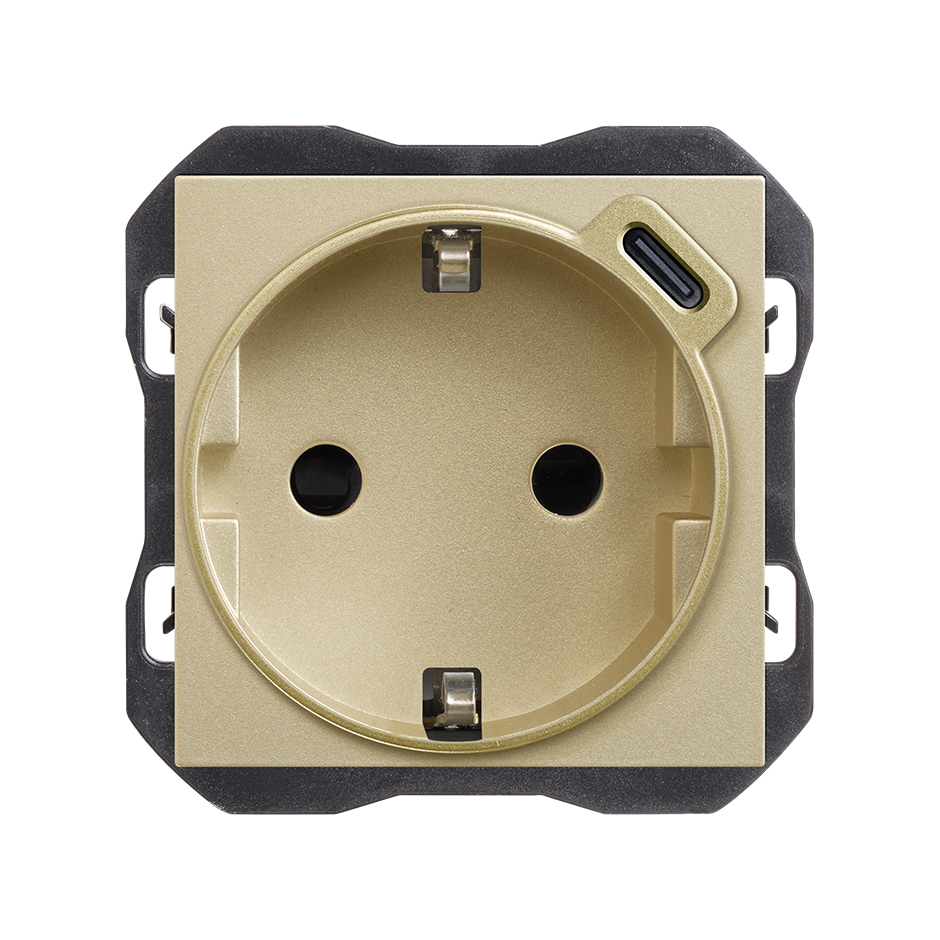 Base schuko con cargador USB C 10,5W cava