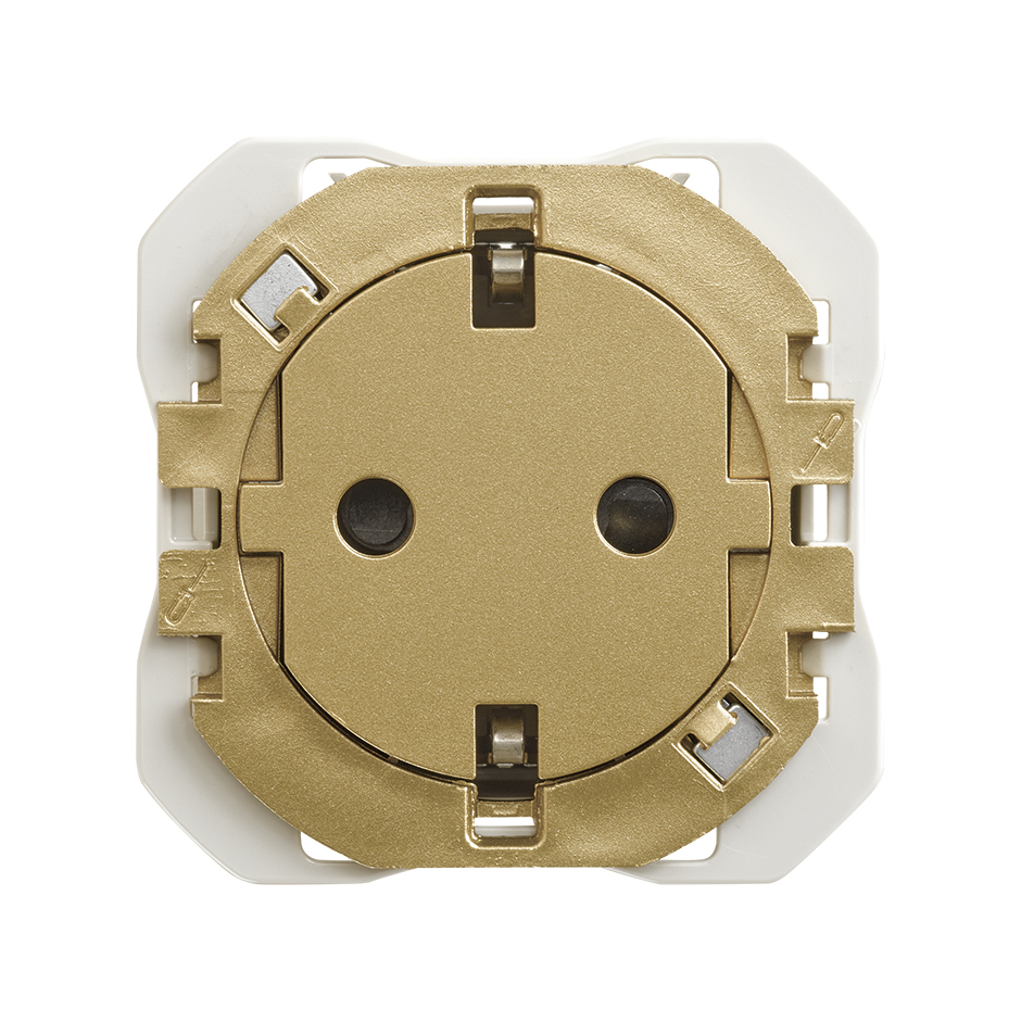 Base de enchufe schuko Clean con sistema de embornamiento a tornillo oro