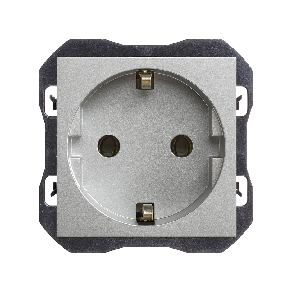 Base de enchufe schuko con sistema de embornamiento a tornillo aluminio