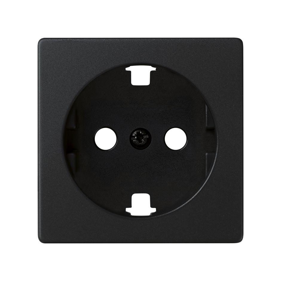 Tapa con dispositivo de seguridad para base de enchufe schuko negro mate Simon 82 Concept