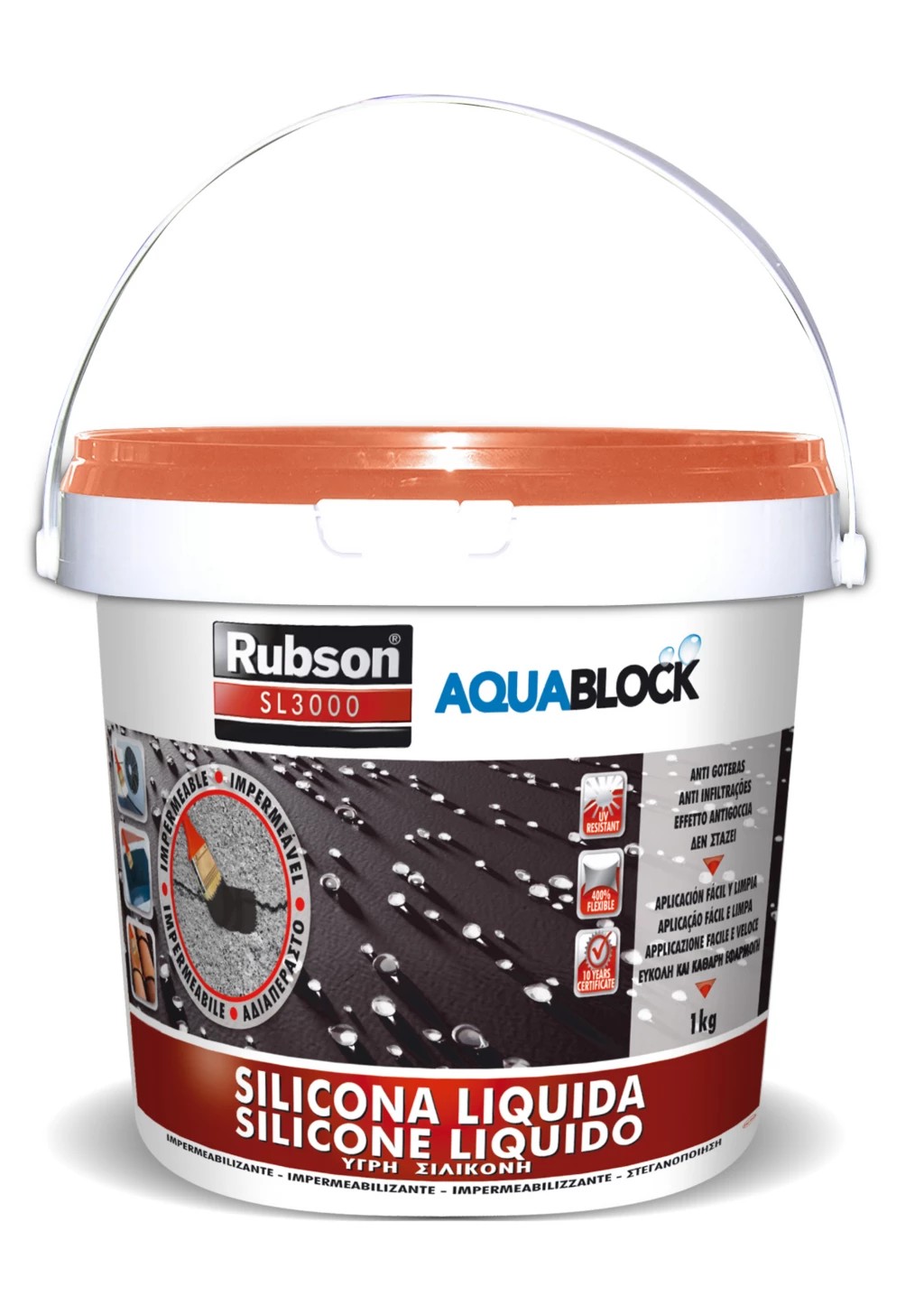 Silicona líquida Aquablock  color teja 1 kg