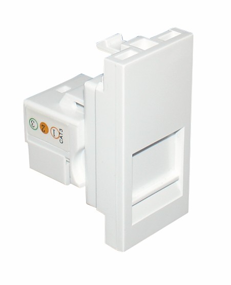 Mecanismo con conector RJ11 1 módulo en color blanco