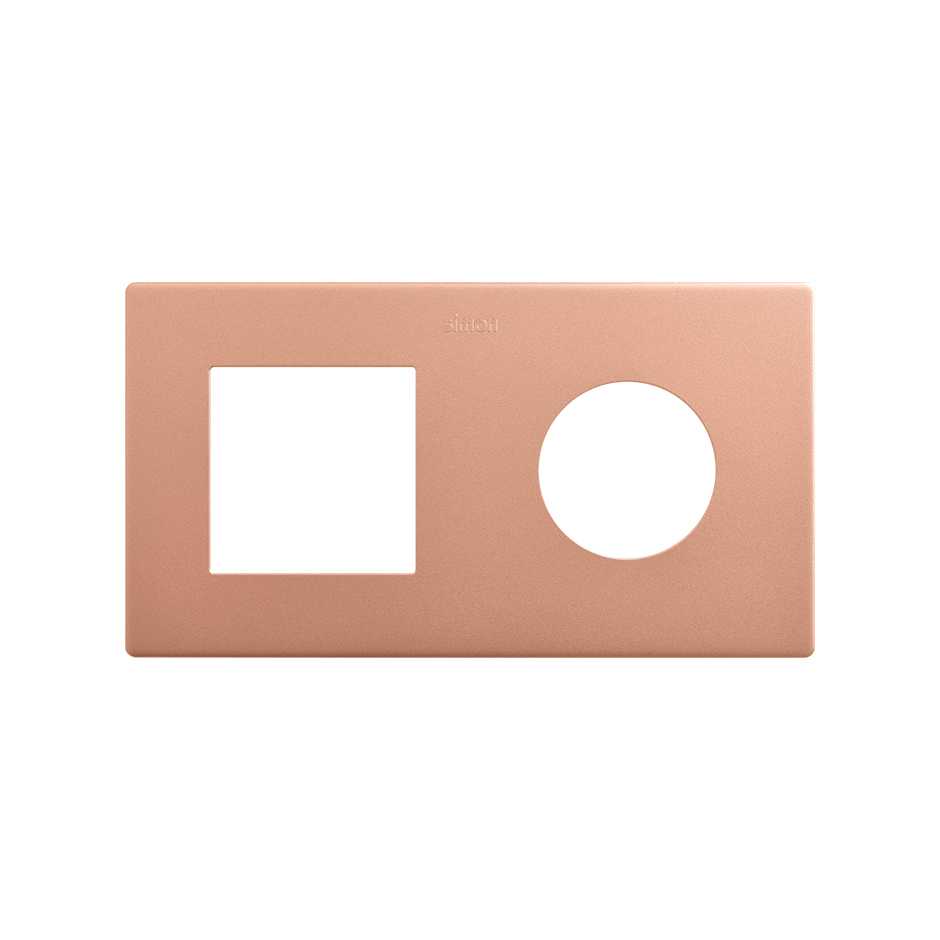 Marco compuesto por 1 elemento y 1 estética mínima para base enchufe schuko CLEAN cobre