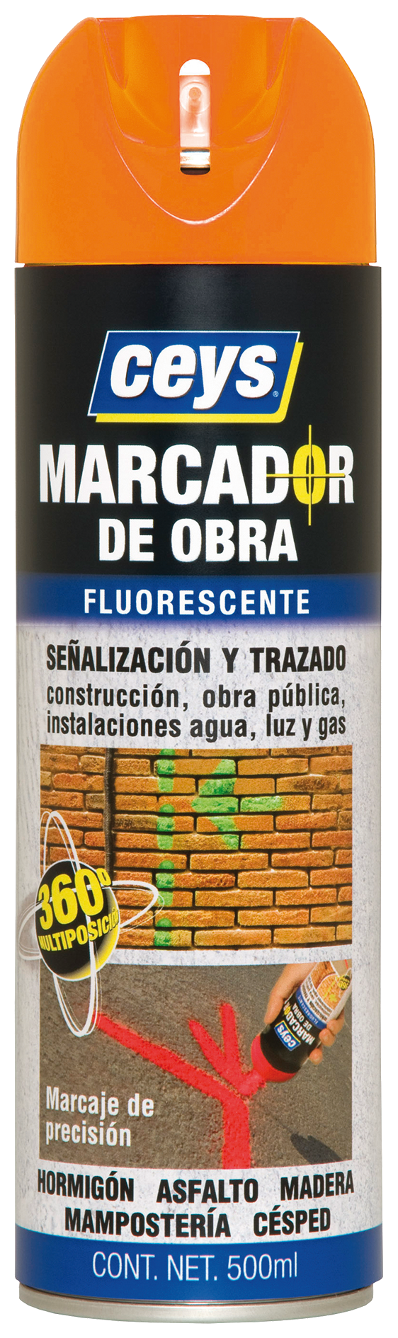 Marcador para obra color naranja de 500ml