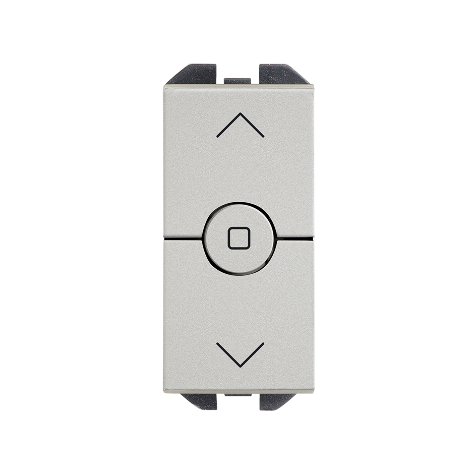 Interruptor para persianas de tecla estrecha con 3 posiciones aluminio