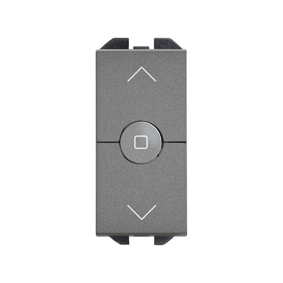 Interruptor para persianas de tecla estrecha con 3 posiciones titanio