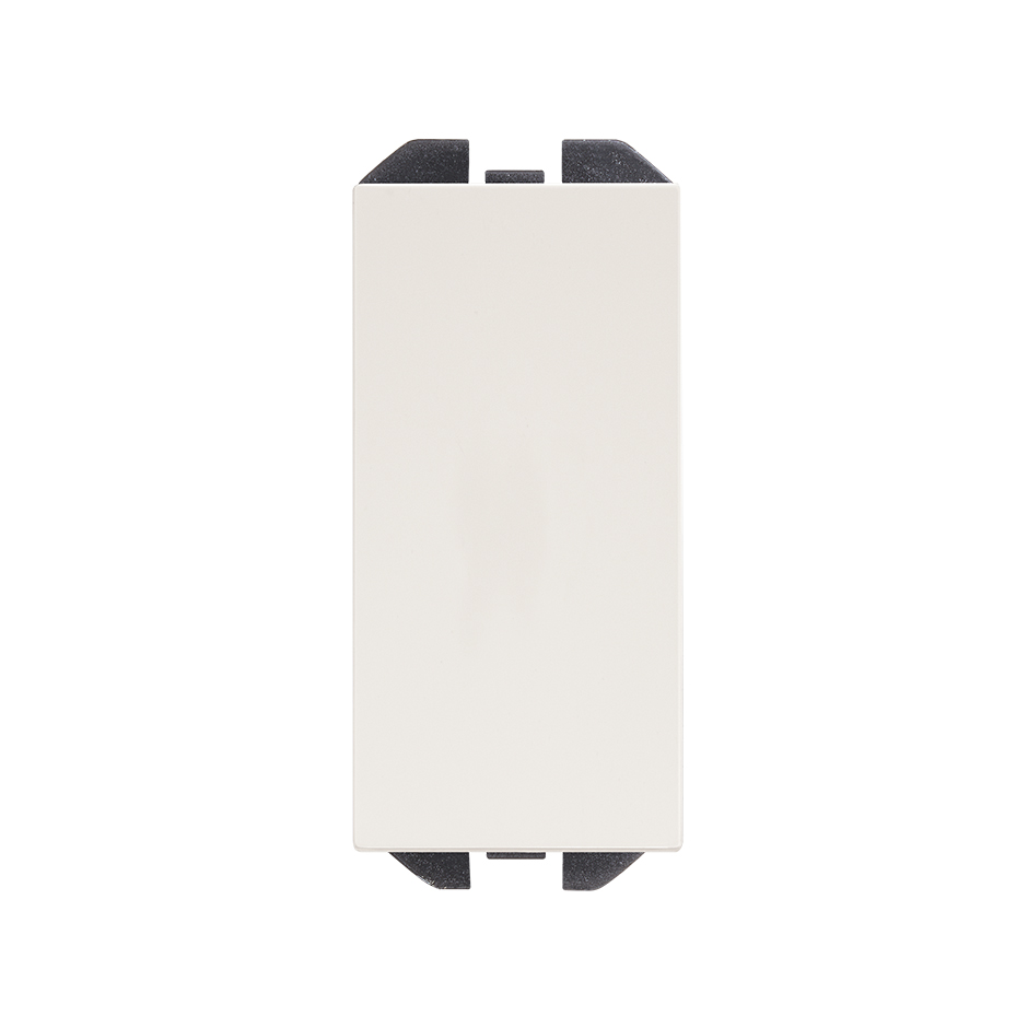 Interruptor unipolar pulsante de tecla estrecha con sistema de embornamiento rápido blanco mate