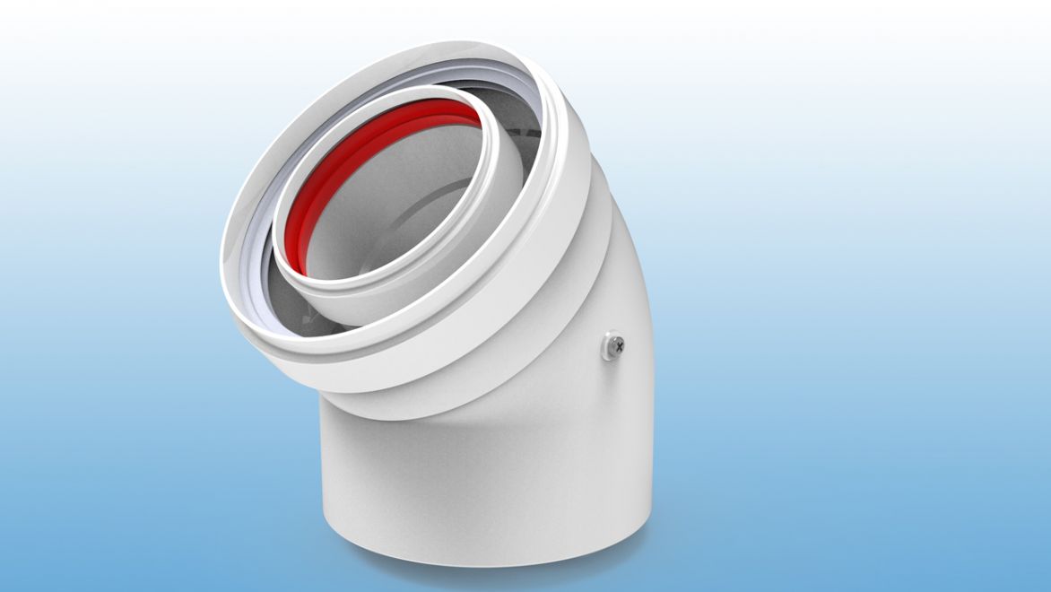 Codo 45º coaxial M-H de aluminio de Ø60/100 mm
