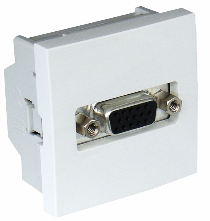 Toma VGA HD15 2 módulos en color blanco