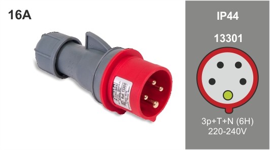 Clavija cetact 3P+N+TT 380V 16A 6h