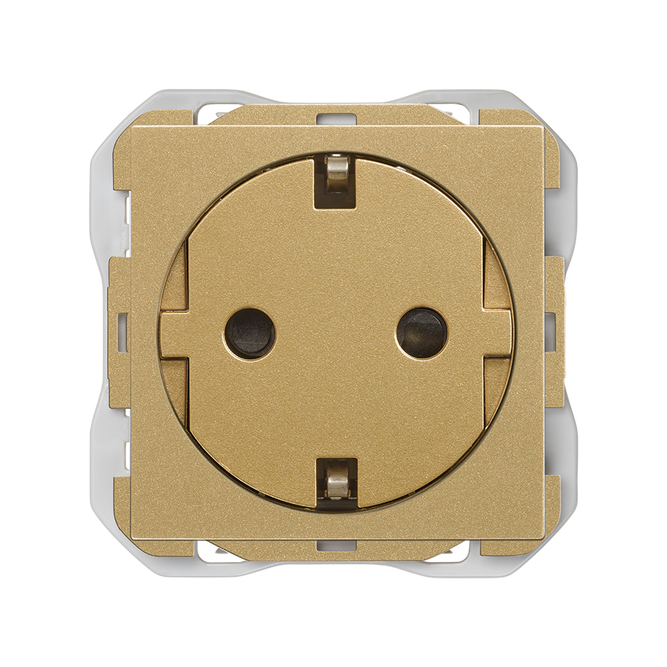 Base de enchufe schuko Clean con sistema de embornamiento a tornillo oro