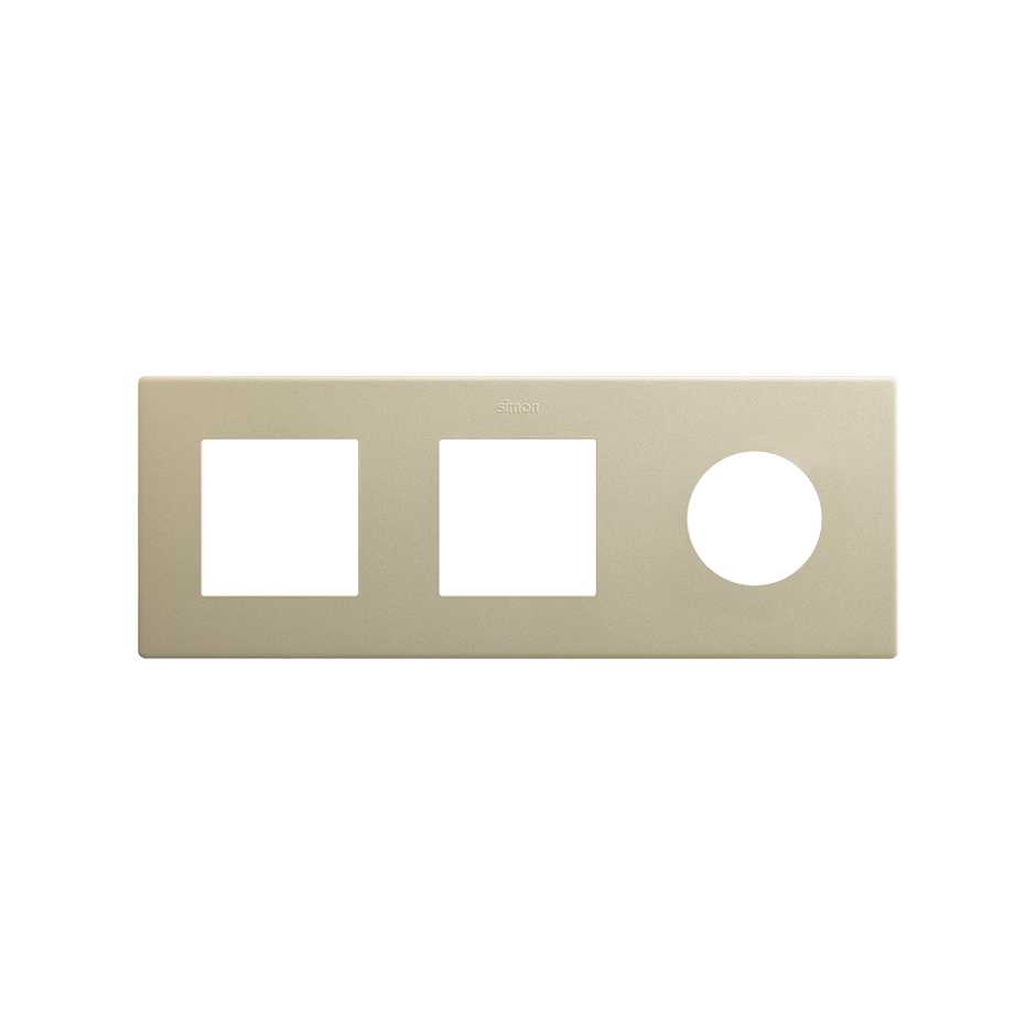 Marco compuesto por 2 elementos y 1 estética mínima para base enchufe schuko CLEAN cava