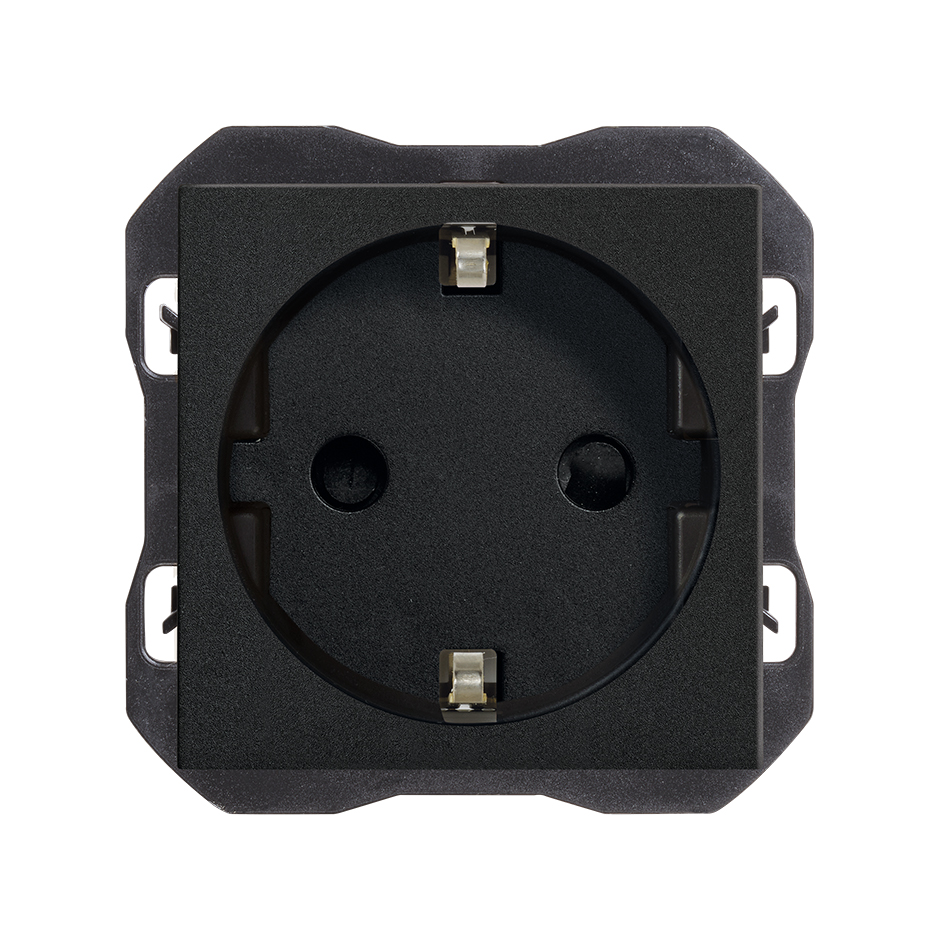 Base de enchufe schuko con sistema de embornamiento a tornillo negro
