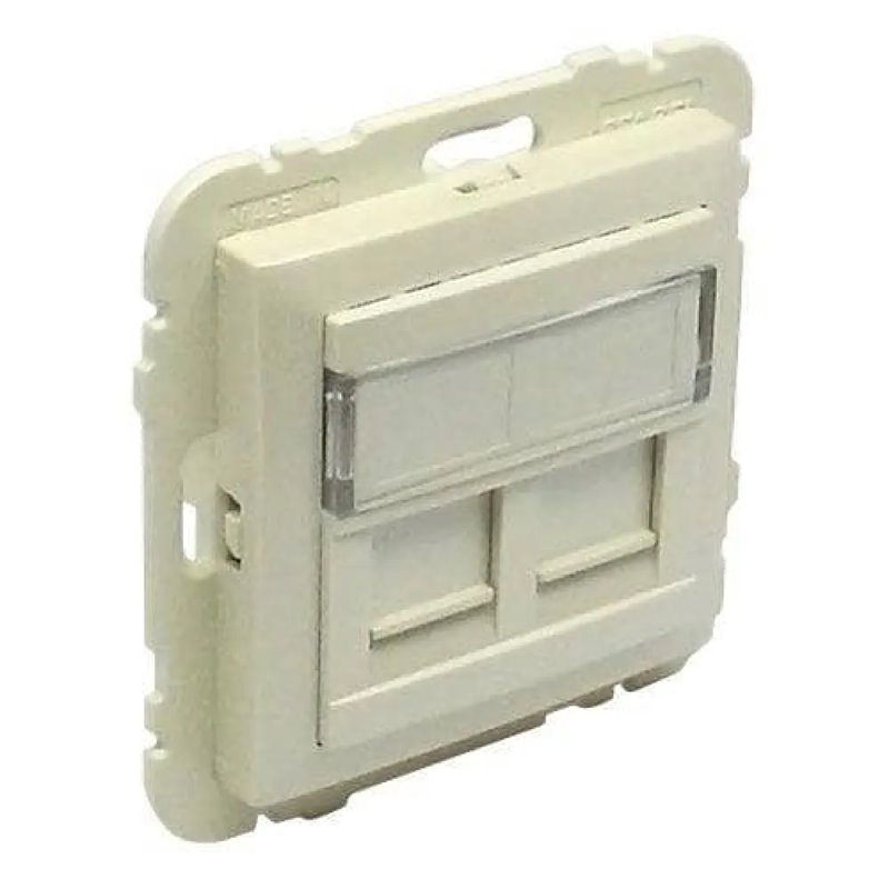 Tapa con soporte para 2 conectores RJ45 en color perla