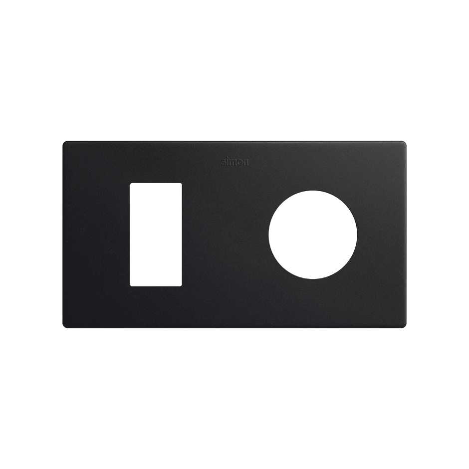 Marco estética mínima para 2 elementos para 1 base enchufe schuko CLEAN negro mate