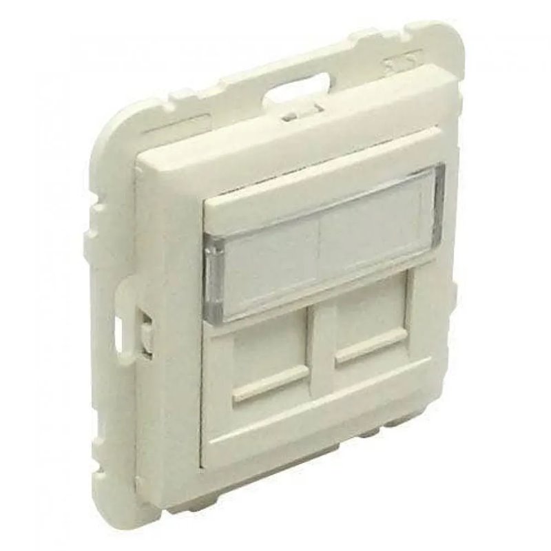 Tapa con soporte para 2 conectores RJ45 en color marfil