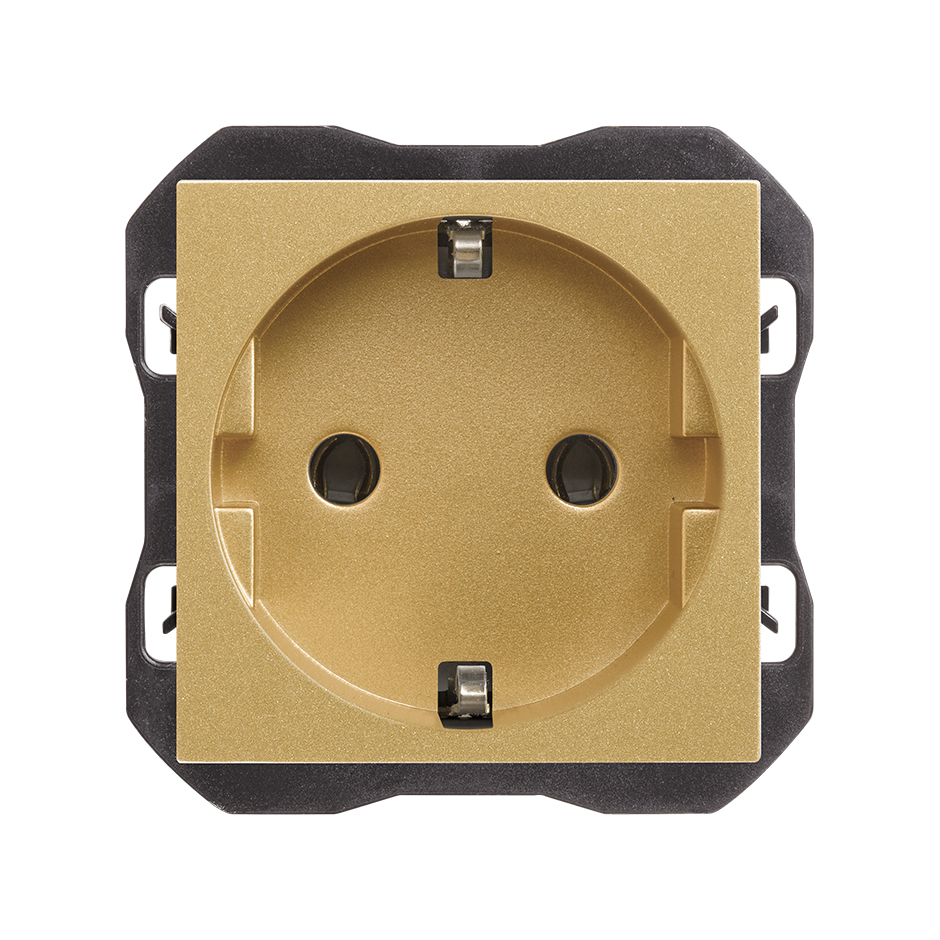 Base de enchufe schuko con sistema de embornamiento a tornillo oro
