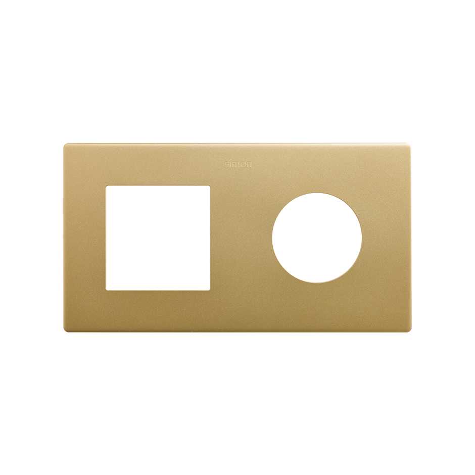 Marco compuesto por 1 elemento y 1 estética mínima para base enchufe schuko CLEAN oro