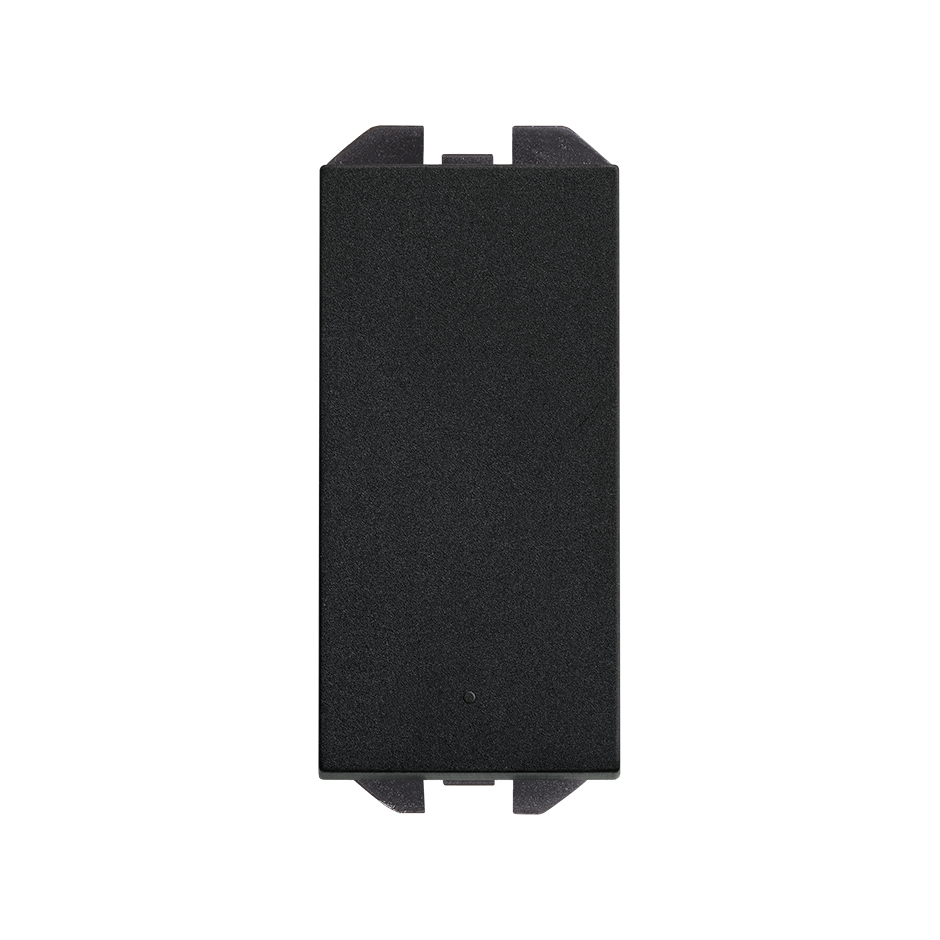 Interruptor unipolar pulsante de tecla estrecha con sistema de embornamiento rápido negro mate