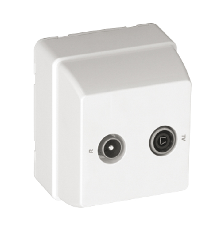 Toma R-TV intermedia blanca
