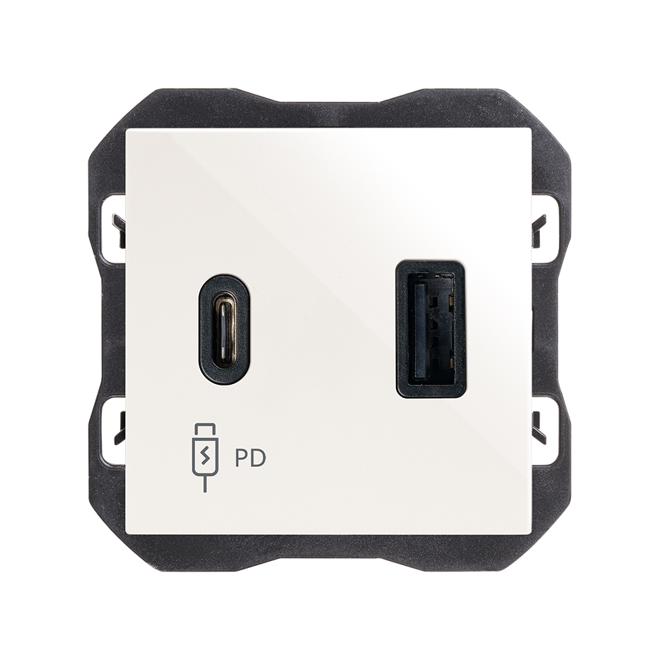 Cargador USB doble A+C 30W Power Delivery blanco