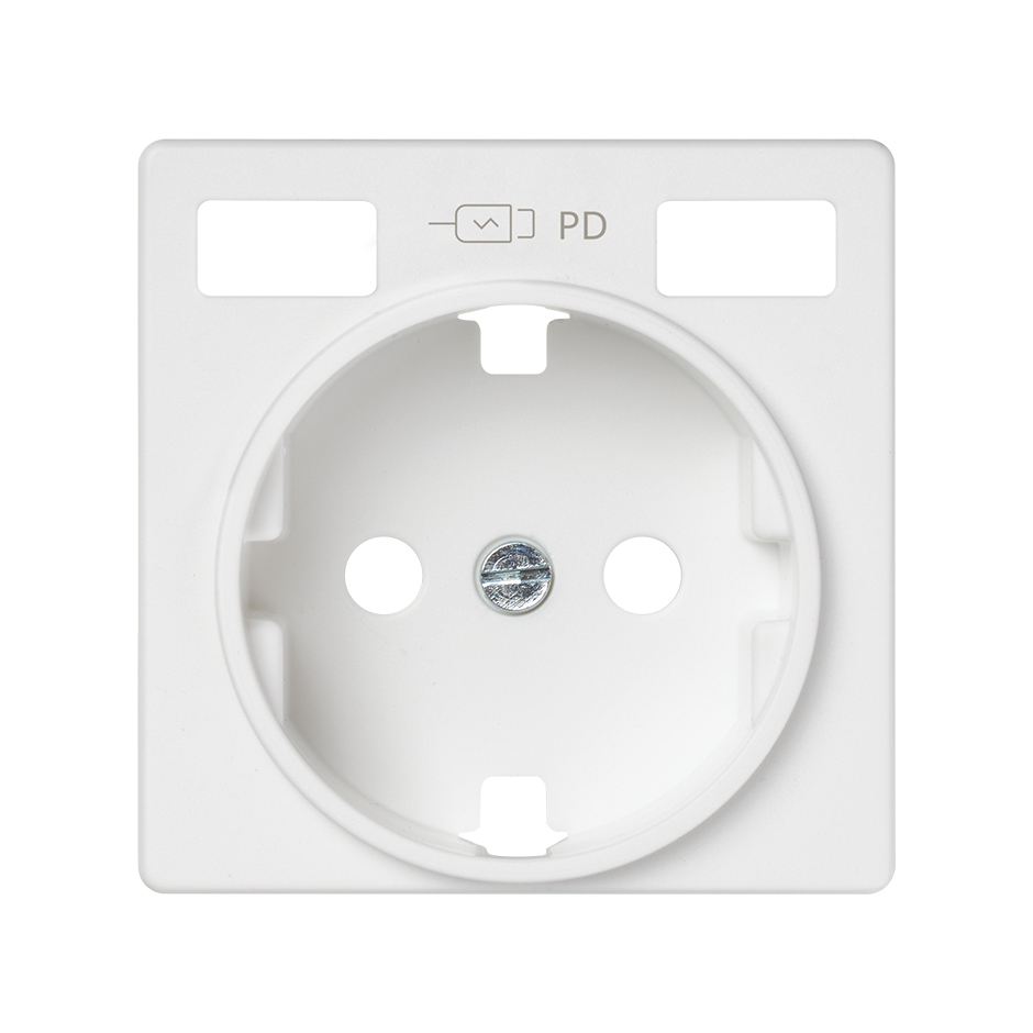 Tapa base enchufe schuko con 2 USB C+C en color blanco Simon 82
