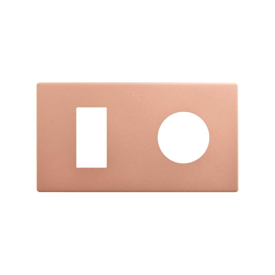 Marco estética mínima para 2 elementos para 1 base enchufe schuko CLEAN cobre